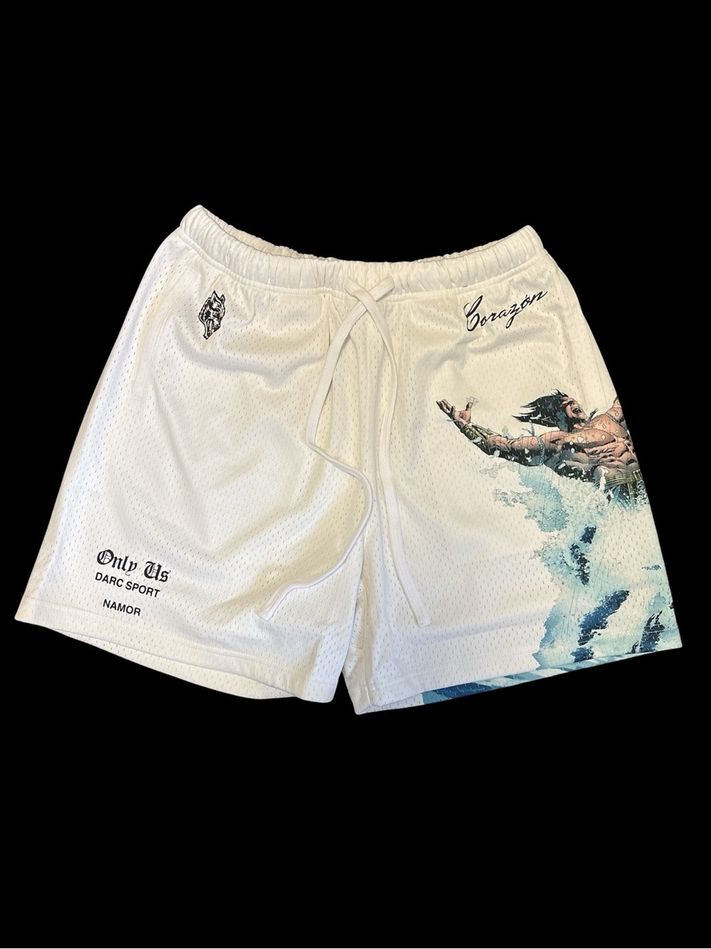 Darc Sport Marvel Collab Corazón White Mesh Shorts Size: Medium NWT